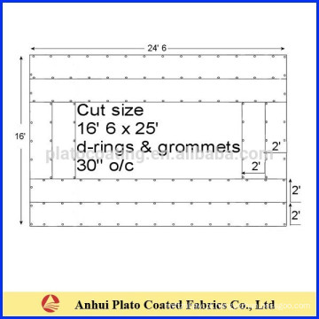 Barato Custom 18oz / 610gsm Vinil 16&#39;x27 &#39;Tarpaulin de aço PVC